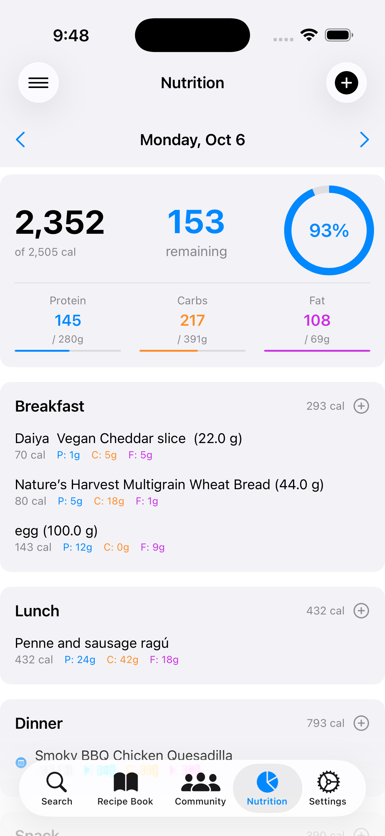 Daily Nutrition Tracker
